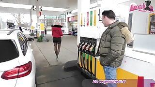 German blonde teen bitch pick up at gas station and fuck