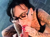 German tattooed amateur MILF slut sucks cock